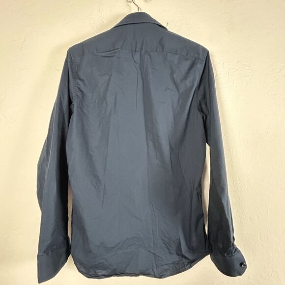 Roberto Cavalli Mens Long Sleeve Button-Up Dress Shirt Size 15 33/34 Medium Navy - Picture 2 of 8